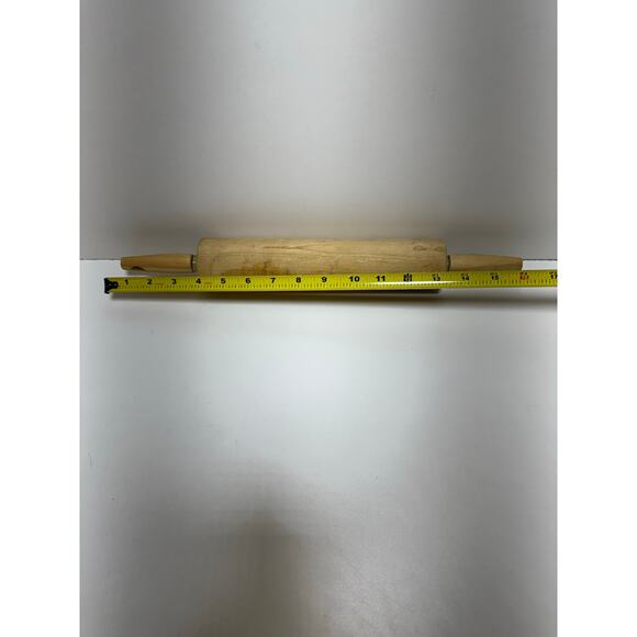 Vintage Wooden Rolling Pin 16” Long Primitive Kitchenware With Revolving Barrel - Picture 4 of 4